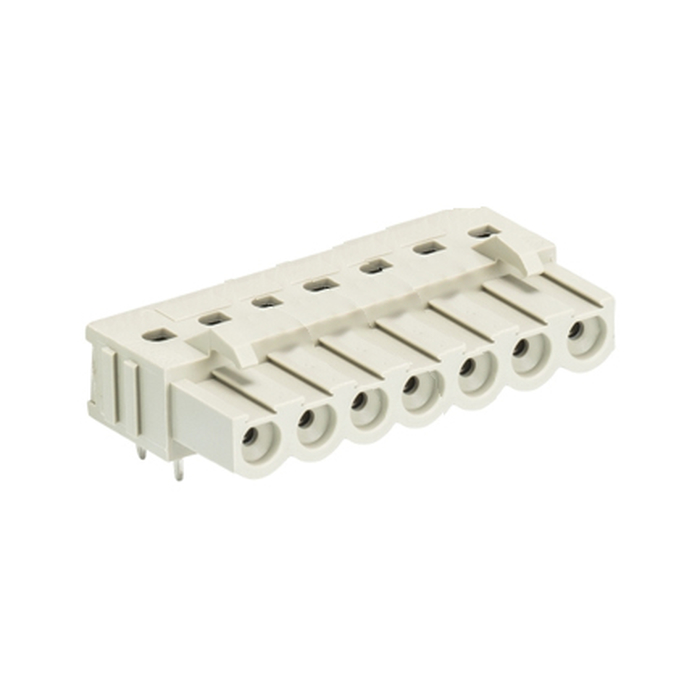 Розеточный разъем, горизонтальный, на кабель, шаг: 5.08 мм, 2 полюса, фиксация провода пайкой, исполнение: с маркировкой, 690V, 12А, цвет: серый