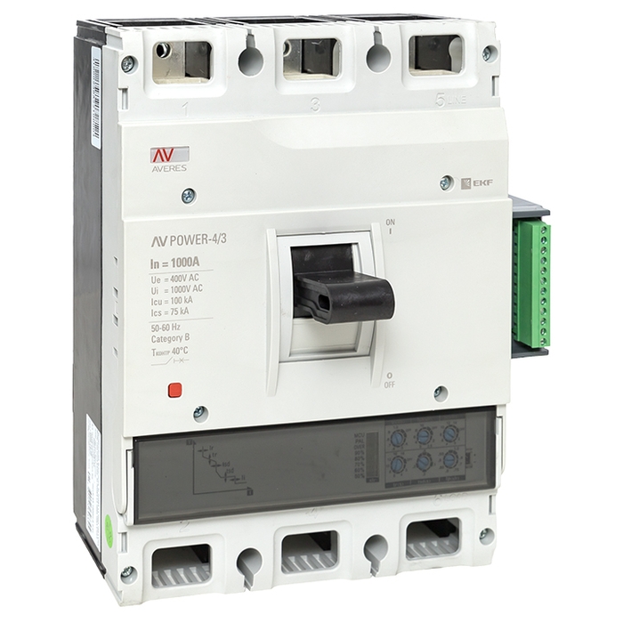 На фото: автоматические выключатели в литом корпусе av power-4/3 1000а 100ka etu2.2 ЭКФ (ЕКФ) 
