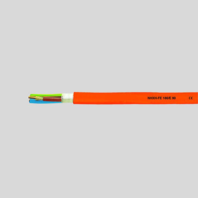 На фото: силовой огнестойкий кабель nhxh-fe 180/e 30 19x1.5 re orange HELUKABEL 