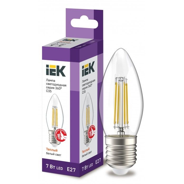 На фото: LED лампы и светильники llf-c35-7-230-30-e27-cl IEK (ИЭК) 