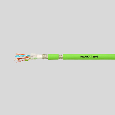 На фото: EtherNet кабель автоматизации helukat 250s s-ftp pur kat.6 schleppkette зеленый Helukabel 