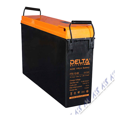 На фото: аккумуляторные батареи fts 12-50 DELTA FTS (АКБ ДЕЛЬТА)