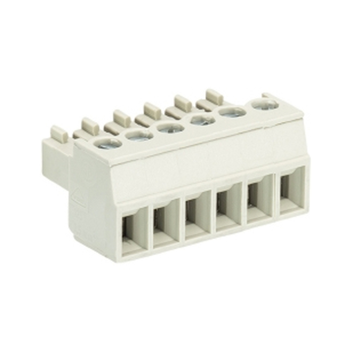 Розеточный разъем, угловой, на кабель, шаг: 3.5 мм, 6 полюсов, фиксация провода винтовая, исполнение: без маркировки, 250V, 8А, цвет: серый