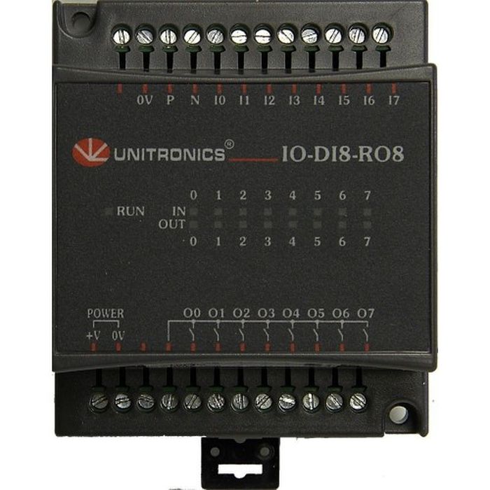 На фото: модули расширения iodi8ro8 для контроллеров UNITRONICS VISION (Юнитроникс)