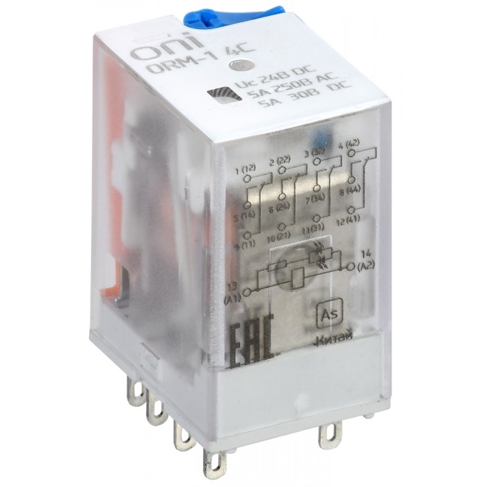 На фото: реле orm-1-4c-dc24v-l-b ONI