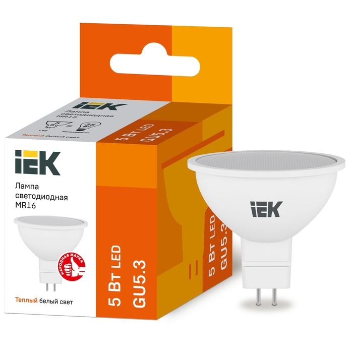 На фото: LED лампы и светильники lle-mr16-5-230-30-gu5 IEK (ИЭК) 