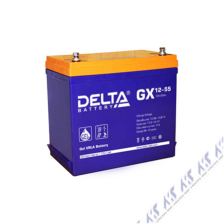 На фото: батареи и аккумуляторы DELTA GX gx 12-55 (АКБ ДЕЛЬТА)