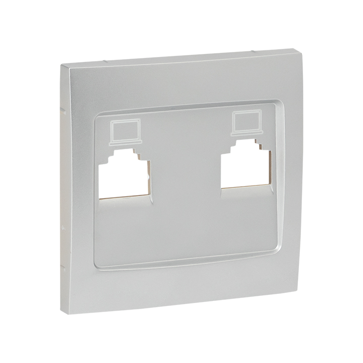 На фото: валенсия лиц. панель розетки rj-45 2-местная сталь ekf ЭКФ (ЕКФ)