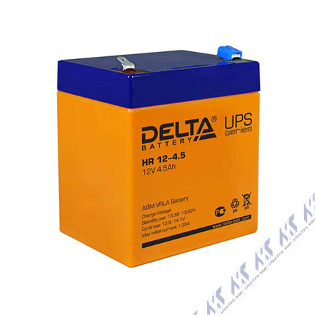На фото: аккумулятор-батарея для ИБП hr 12-4.5 DELTA (АКБ ДЕЛЬТА)