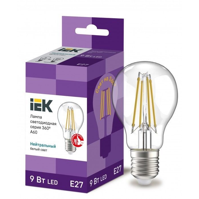 На фото: LED лампы и светильники llf-a60-9-230-40-e27-cl IEK (ИЭК) 