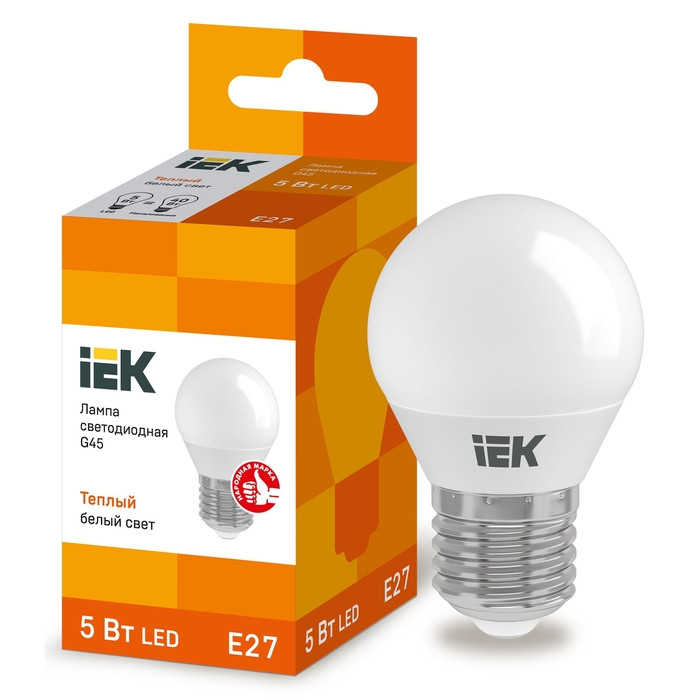 На фото: LED лампы и светильники lle-g45-5-230-30-e27 IEK (ИЭК) 