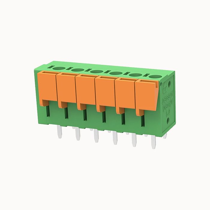 На фото клеммник нажимной на плату DG142V-5.0-06P-14-00Z(H) DEGSON (Дегсон) 