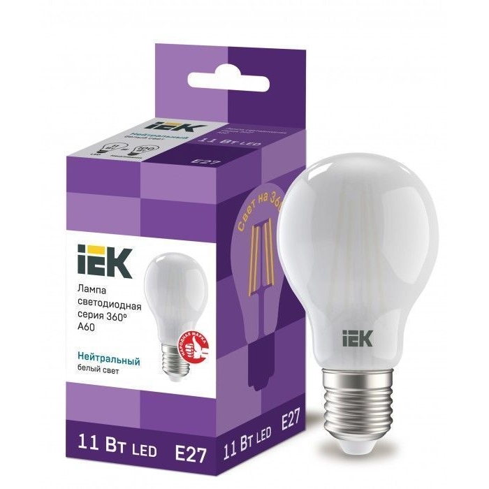 На фото: LED лампы и светильники llf-a60-11-230-40-e27-fr IEK (ИЭК) 