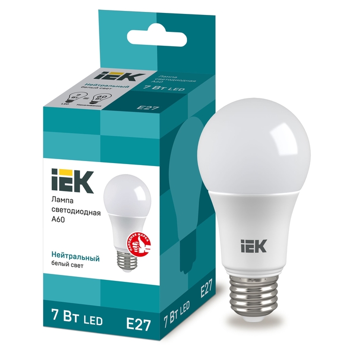 На фото: LED лампы и светильники lle-a60-7-230-40-e27 IEK (ИЭК) 