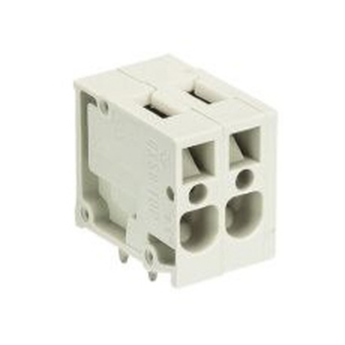 Клемма горизонтальный подвод кабеля, на плату, шаг: 5.0 мм, 2 полюса, фиксация провода пружинная, исполнение: без маркировки, 300V, 16А, цвет: серый 25.790.0253.0 актуальное фото