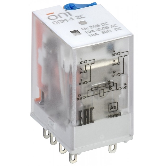 На фото: реле orm-1-2c-dc24v-l-b ONI