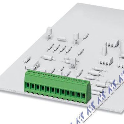 На фото: клеммные блоки для печатного монтажа emkds 1,5/10-3,81 Phoenix Contact