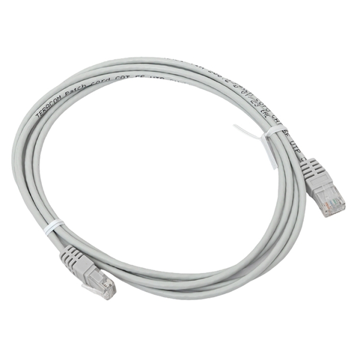 Патч-корд TERACOM Cat.5E (1Гбит/с) неэкранированный UTP оболочка PVC серый (2м) 