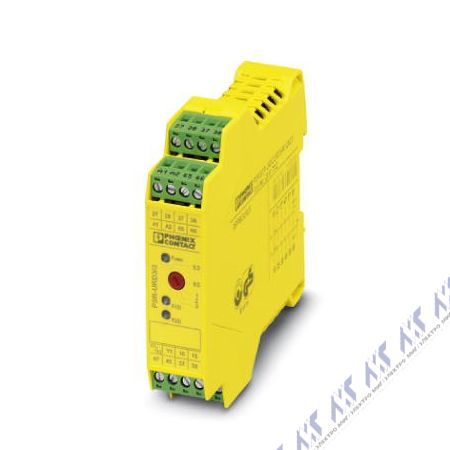 На фото: модульное реле безопасности psr-scp- 24dc/urd3/4x1/2x2/3 Phoenix Contact 