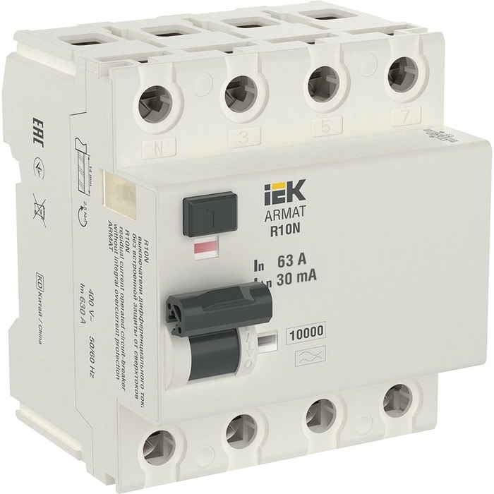 На фото: устройства дифференциальной защиты ar-r10n-4-063a030 IEK (ИЭК)