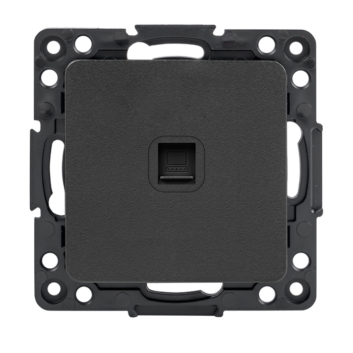 На фото: стокгольм механизм розетки rj-45 1-местной черный ekf ЭКФ (ЕКФ)