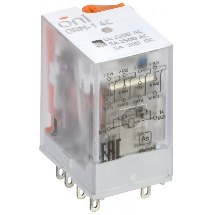На фото: реле orm-1-4c-ac220v-l-b ONI