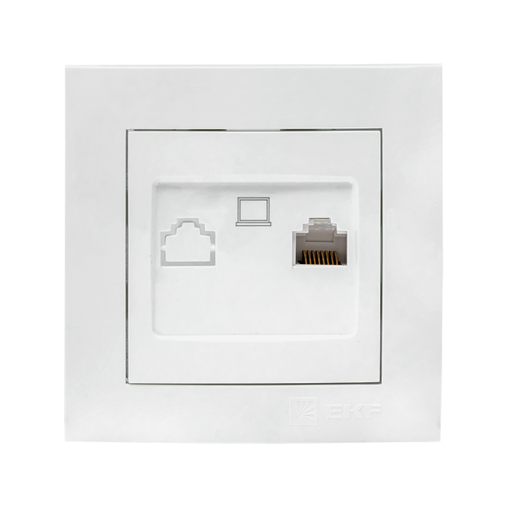 На фото: валенсия розетка компьютерная rj-45 1-местная белая ekf ЭКФ (ЕКФ)