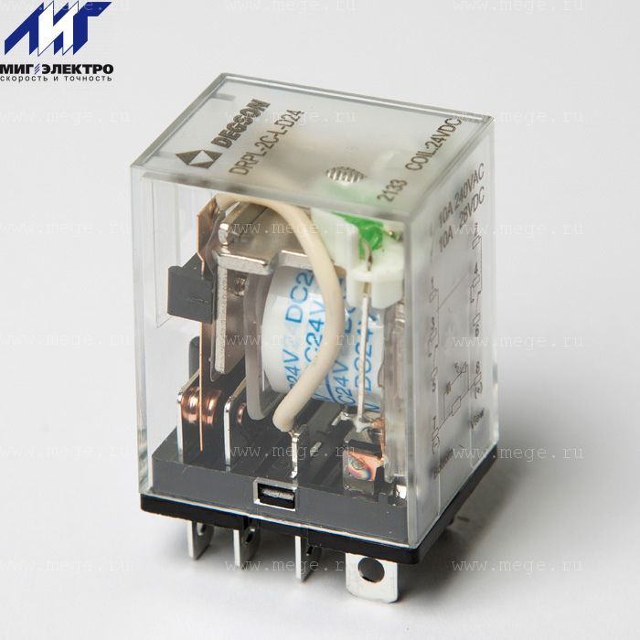 На фото промышленное реле серии DRPL drpl-2c-l-d24-02z(h) DEGSON (Дегсон) 