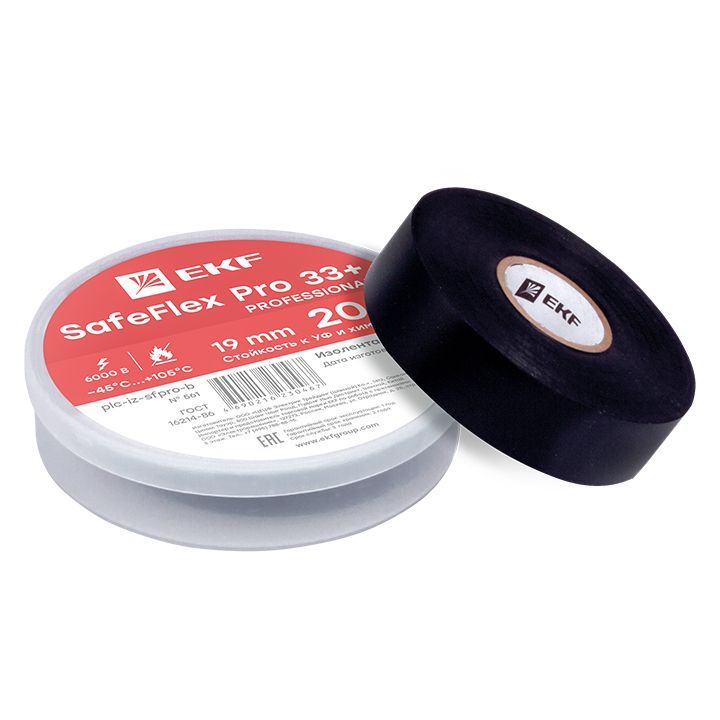 На фото: изолента пвх 19мм 20м серии safeflex pro 33+ ЭКФ (ЕКФ)
