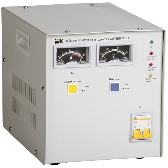 На фото: стабилизатор напряжения электромеханический ivs10-1-03000 IEK (ИЭК) 