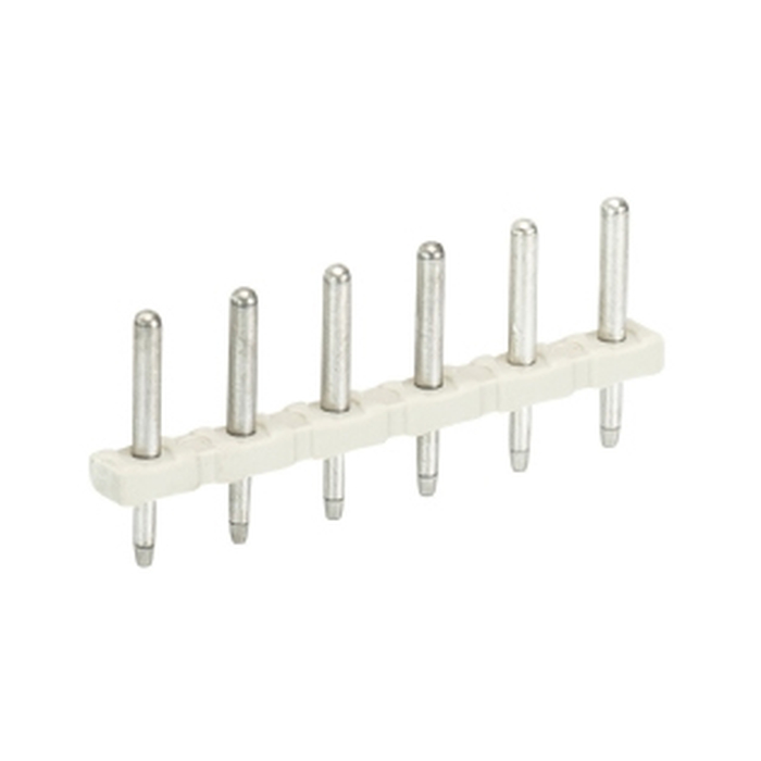 Штыревой контакт, вертикальный, на плату, диаметр штыря 1 мм, шаг 5 мм, 6 полюсов, фиксация на плате пайкой, 250V, 8А, цвет: черный, серия 8142 OB