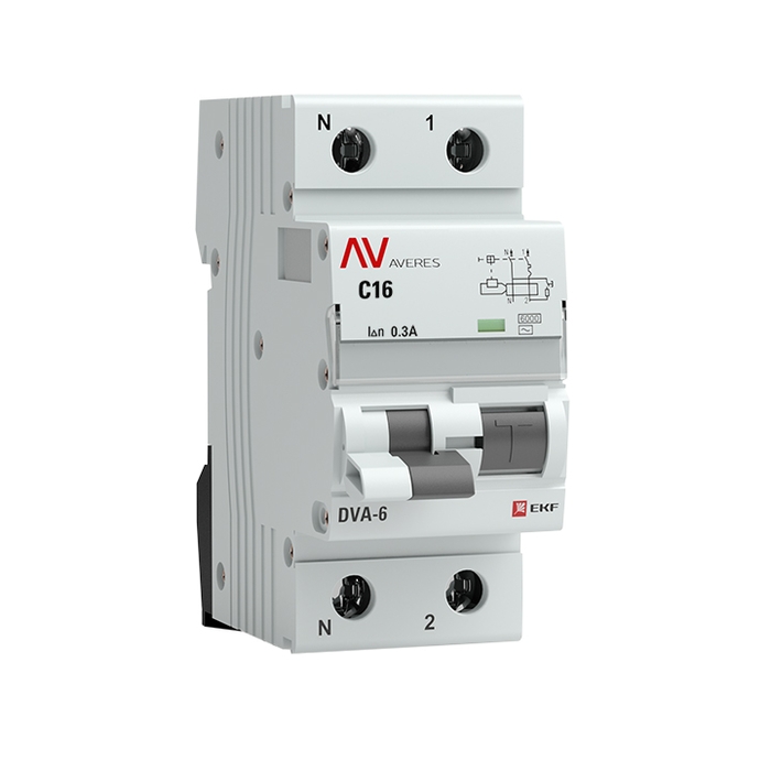 На фото: dva-6 1p+n 16а (c) 300ма (ac) 6ка ekf averes ЭКФ (ЕКФ)