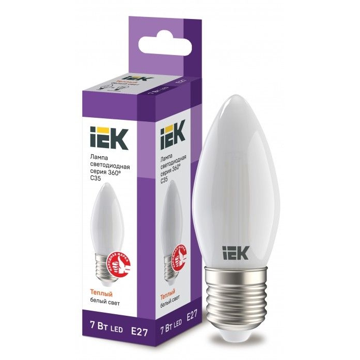 На фото: LED лампы и светильники llf-c35-7-230-30-e27-fr IEK (ИЭК) 