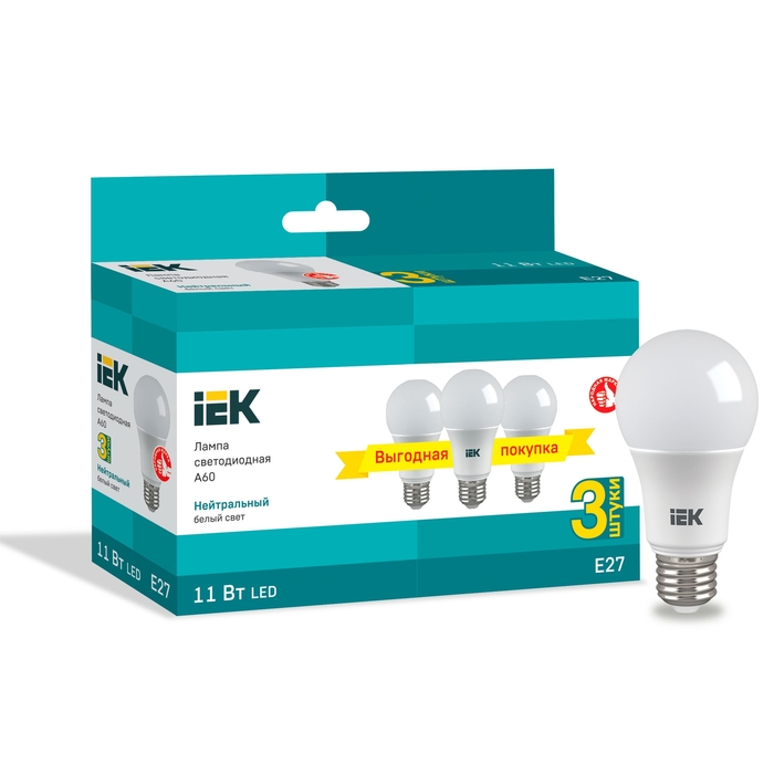 На фото: LED лампы и светильники lle-a60-11-230-40-e27-3 IEK (ИЭК) 