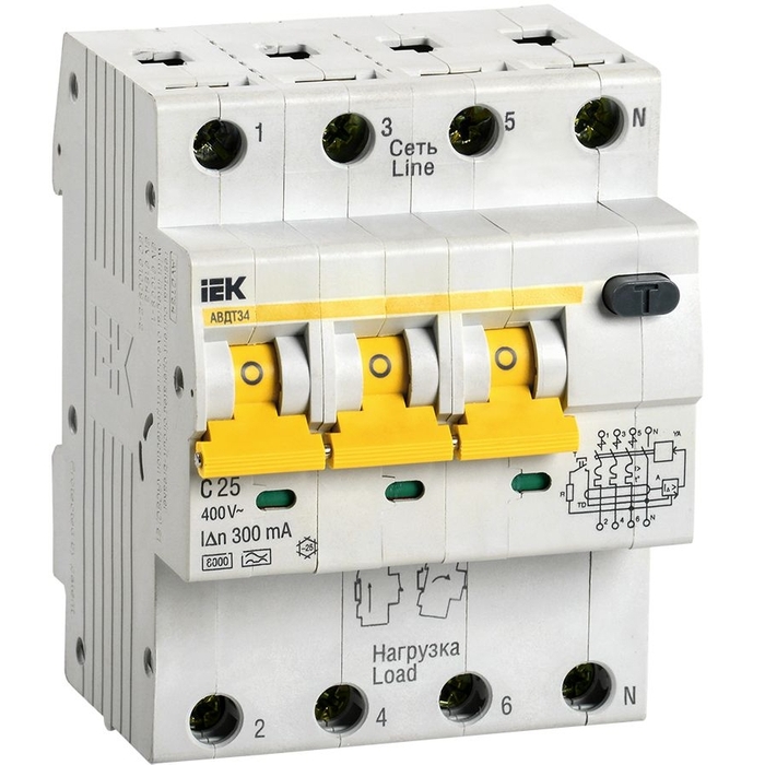 На фото: устройства дифференциальной защиты mad22-6-025-c-300 IEK (ИЭК)