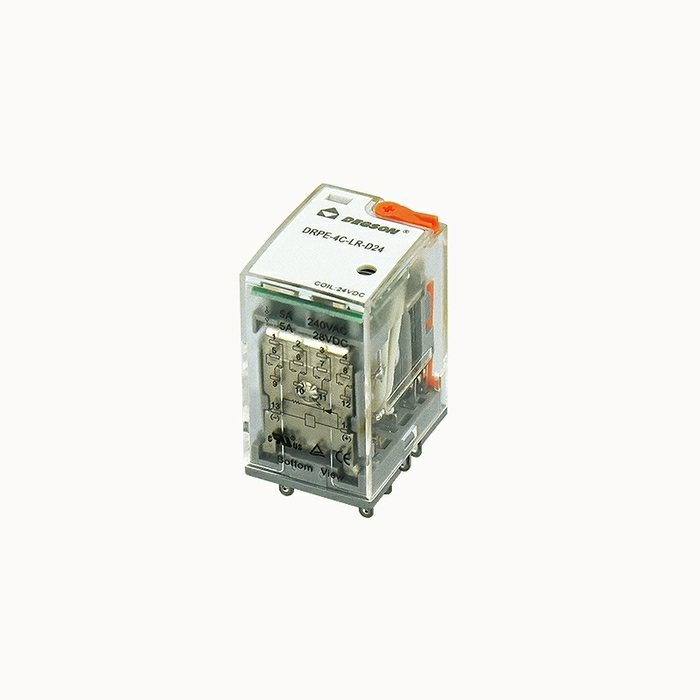 На фото: промышленное реле drpe-4c-lr-a12-02z(h) DEGSON (Дегсон) 