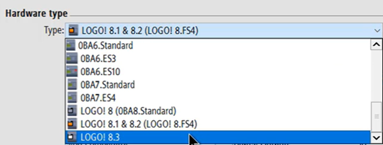 Улучшено отображение для LOGO! 8 при выборе оборудования