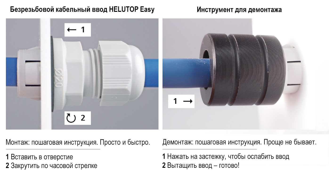 Монтаж и демонтаж гермоввода HELUTOP Easy