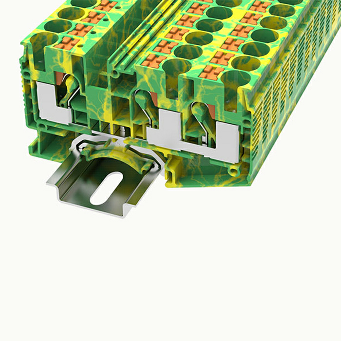 На фото: пружинные клеммы заземления ds10-tw-pe-01p-1c-00a(h) DEGSON (Дегсон) 