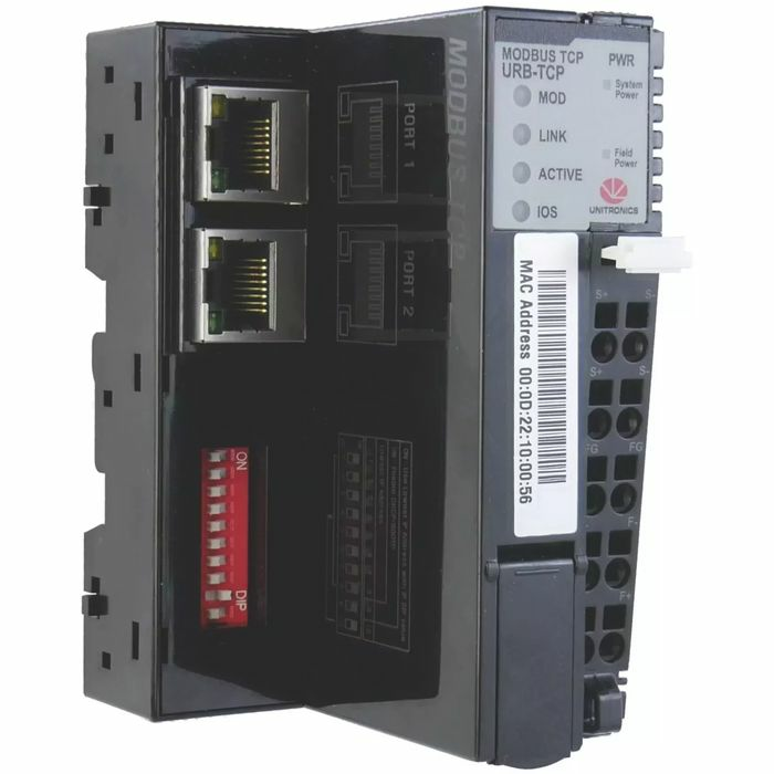 На фото: коммуникационные модули urbtcp2 для систем ввода-вывода UNITRONICS (Юнитроникс)