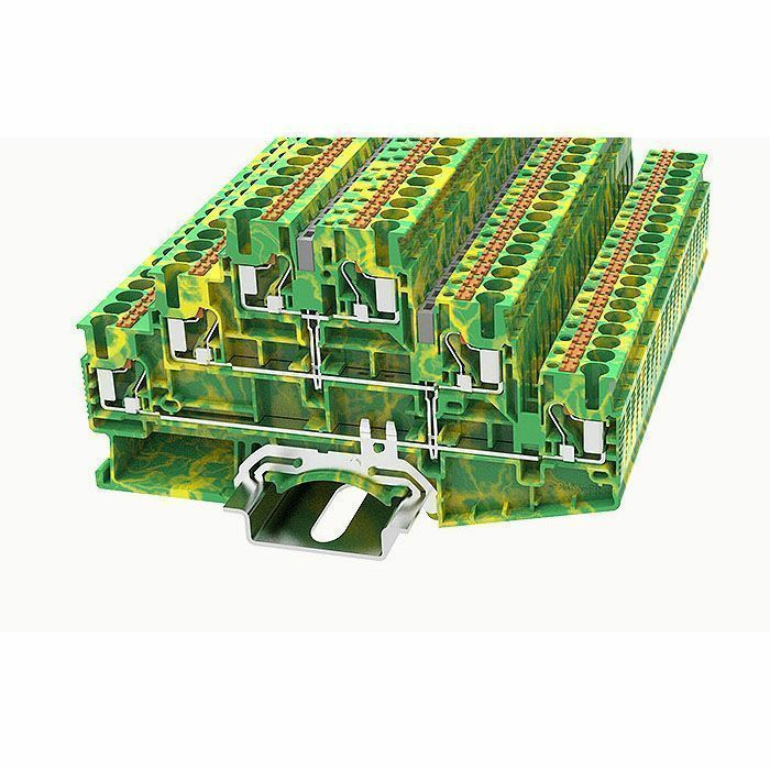 На фото: пружинные клеммы заземления ds2.5-3l-pe-01p-1c-00z(h) DEGSON (Дегсон) 