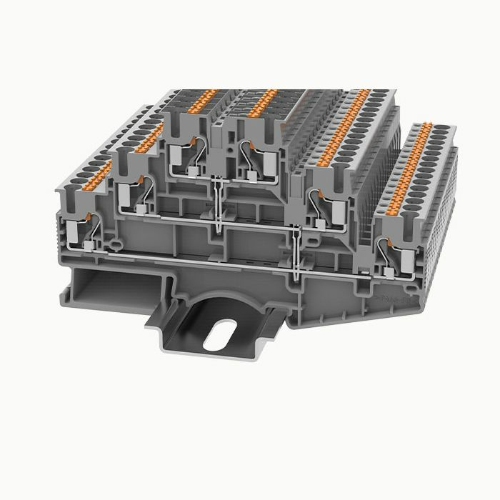 На фото: пружинные клеммы ds2.5-3l-pv-01p-11-00z(h) DEGSON (Дегсон) 